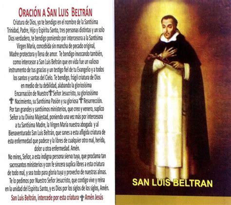 6 San Luis Beltran Estampa Laminada Oracion Niños Protección Cuba
