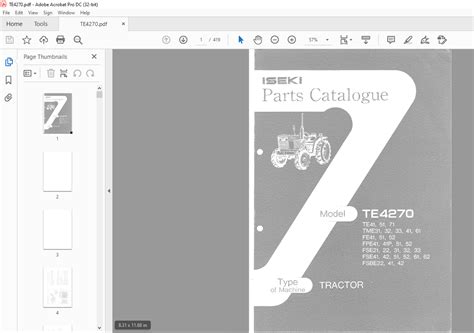 Iseki Tractor Te4270 Parts Catalogue Manual Pdf Download