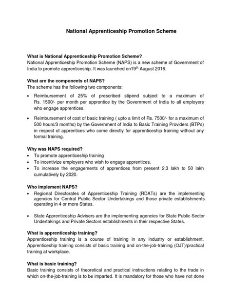 NAPS Scheme | PDF | Apprenticeship | Recruit Training