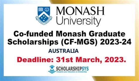 Monash University Co Funded Graduate Scholarship Financial Assistance For International