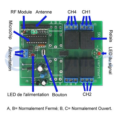 Récepteur Relais Multifonctionnel Sortie 9V 12V 24V 433Mhz 8 Voies Pour