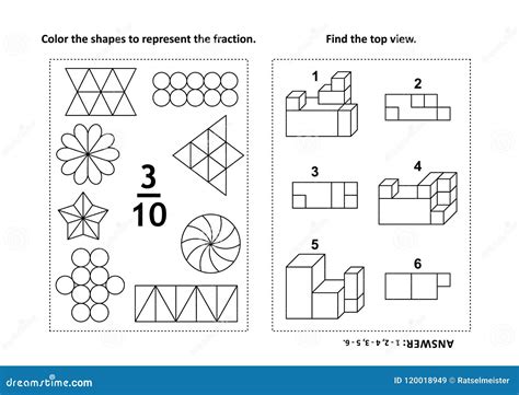 Educational Math Activity Page With Two Puzzles And Coloring