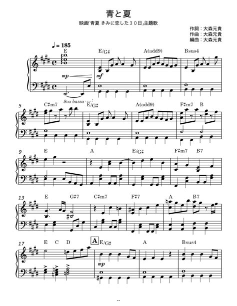 Ao To Natsu Mrs Green Apple Sheet Music For Piano Solo