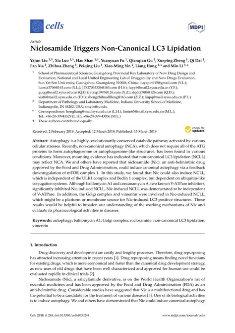 Pdf Niclosamide Triggers Non Canonical Lc3 Lipidation