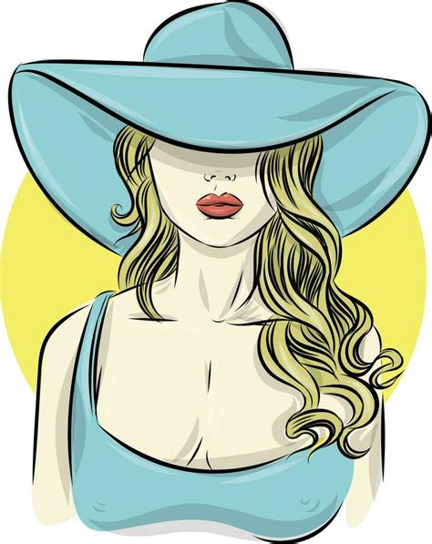 Beautiful Woman Blonde With Hat Vector Illustration Vector Art At Vecteezy