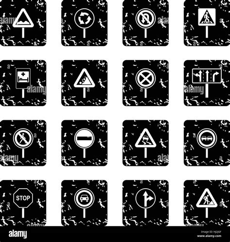 Different Road Signs Icons Set Stock Vector Image And Art Alamy