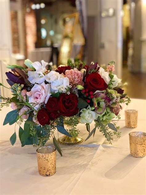 Burgundy And Blush Wedding Centerpiece Wedding Floral Centerpieces Flower Centerpieces