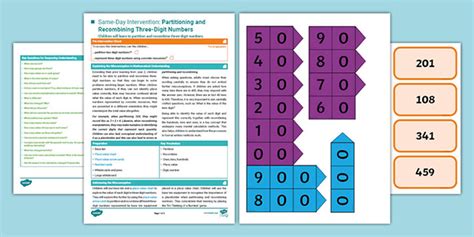 👉 Year 3 Maths Same Day Intervention Plan Partitioning And Recombining