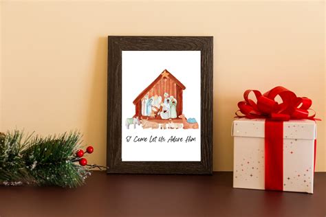 Nativity Scene Print O Come Let Us Adore Him Christmas - Etsy