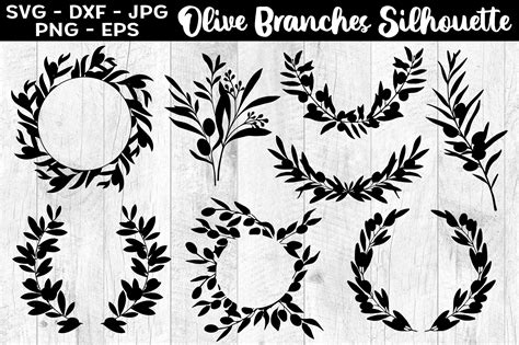 Olive Branches Silhouettes Svg Eps Png Afbeelding Door Aleksa Popovic