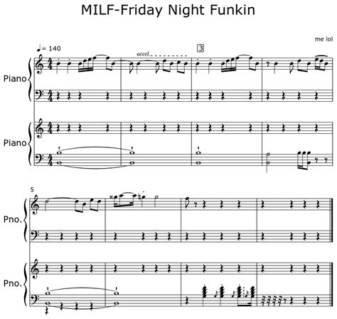 MILF Friday Night Funkin Sheet Music For Piano