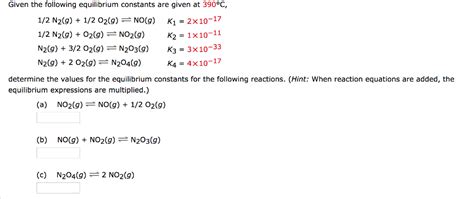 Solved Given The Following Equilibrium Constants Are Given Chegg