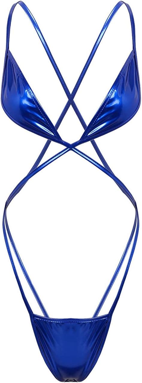 Inhzoy Damen Metallic Bikini Micro Mini BH String Thong Ouvert