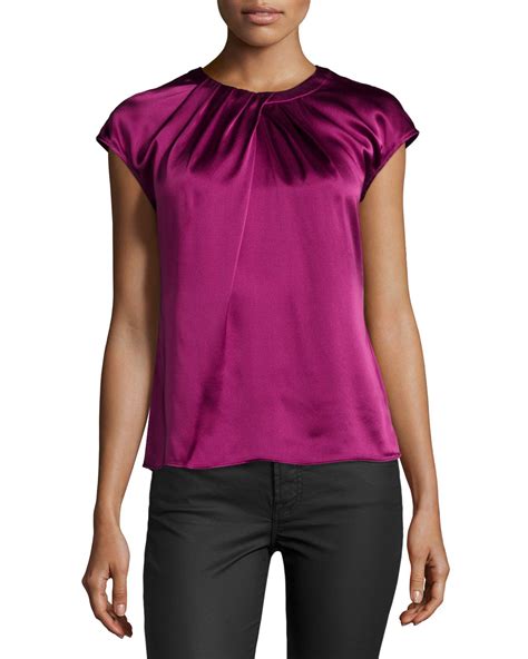 Lafayette New York Cap Sleeve Silk Posey Blouse In Purple Lyst