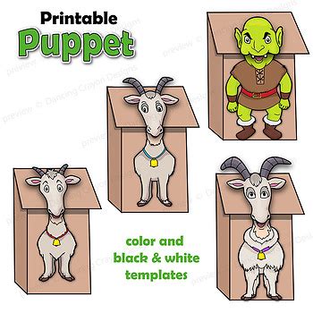 Three Billy Goats Gruff Craft Activity | Paper Bag Puppet Templates