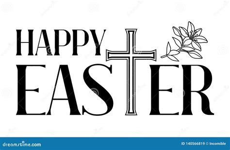 Happy Easter Concept Illustration Cross And Lilies Stock Vector