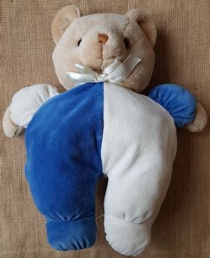 Peluche Ours Marron Et Bleu Ruban Noukie S Vintage