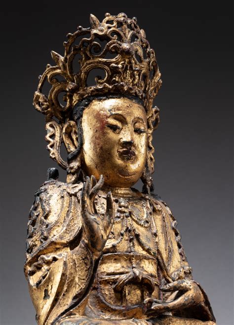 A Large Gilt Lacquer Bronze Figure Of Bodhisattva Ming Dynasty Th