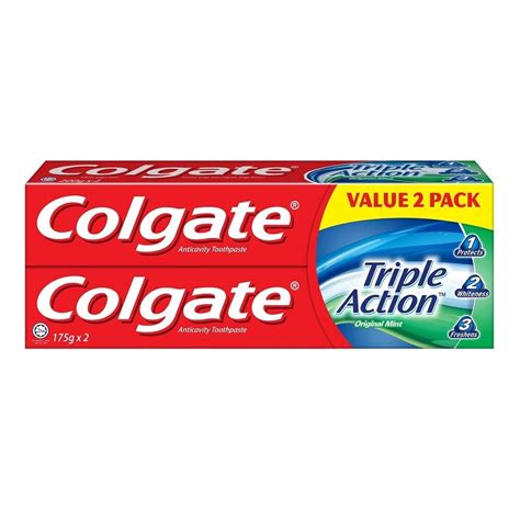 Colgate Anticavity Toothpaste Triple Action Original Mint 175gx2