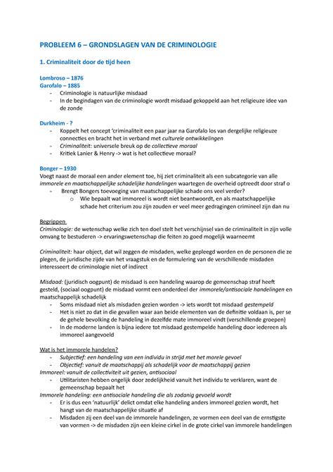 Probleem Grondslagen Van De Criminologie Probleem Grondslagen
