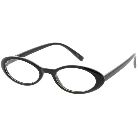 Womens Retro Dapper Small Oval Clear Lens Glasses Zerouv