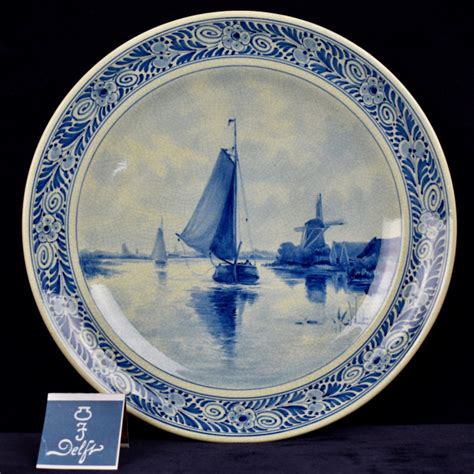 Antiek De Porceleyne Fles Delft Blauw Bord Met Zeilboot 1900 ROYAL