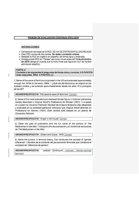 Pec De G Nero Corregida Prueba De Evaluaci N Continua Pec