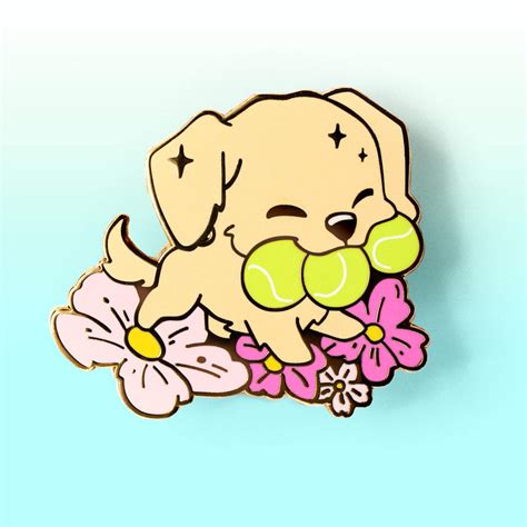 Golden Retriever Tennis Balls Enamel Pin Flair Fighter