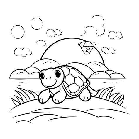 Premium Vector | Coloring page outline of cartoon turtle vector ...