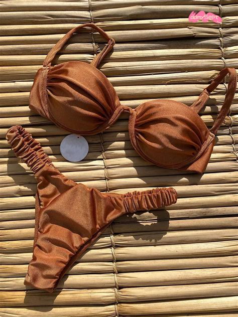Women S Push Up Copper Bikini Set Sexy Brazilian Biquini Swimwear