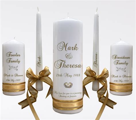 Wedding Personalised Unity Candle Set Of 5 Double Classic Ceremony