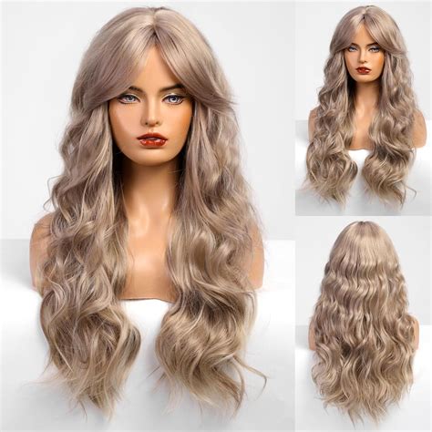 Amazon Haircube Long Blonde Wavy Wig For Women With Bangs Curly