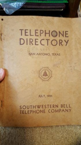 Southwestern Bell Telephone Directory San Antonio Tx Antique