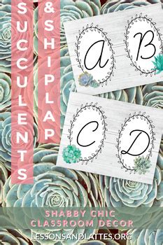 Rustic Farmhouse Shiplap Succulent Classroom Decor Alphabet Line