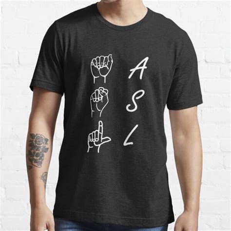 Asl American Sign Language Vertical Text And Signed Hands T Shirt For Sale By Hayesade