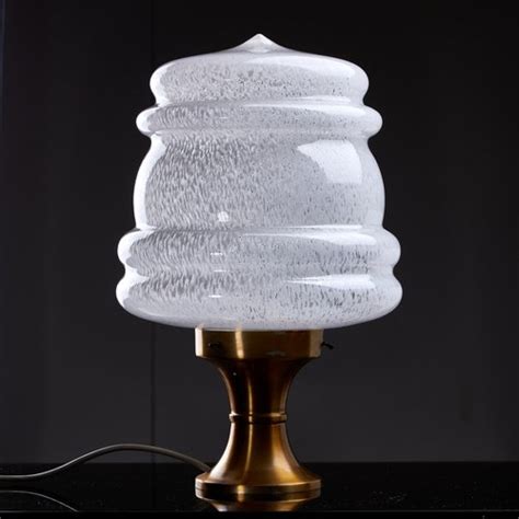 Lampe De Bureau En Verre De Murano Souffl Blanc Et Transparent Par