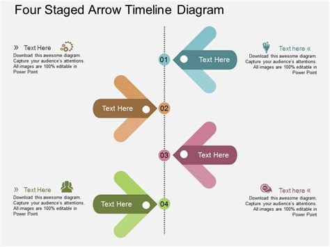 Dq Four Staged Arrow Timeline Diagram Flat Powerpoint Design