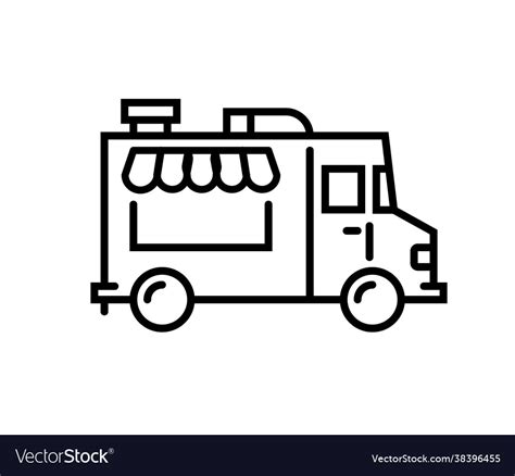 Food Truck Logo Line Icon Foodtruck Royalty Free Vector