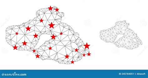 Mappa Con Stelle Dell Isola Di Mesh Di Telaio Poligonale Vettoriale Di