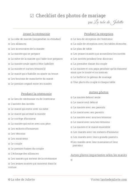 Liste Des Photos Du Mariage La Checklist Des Indispensables La Robe