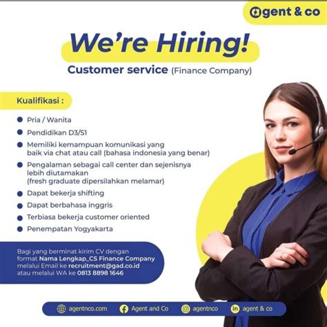 Lowongan Kerja Customer Service Finance Company Di Agent Co