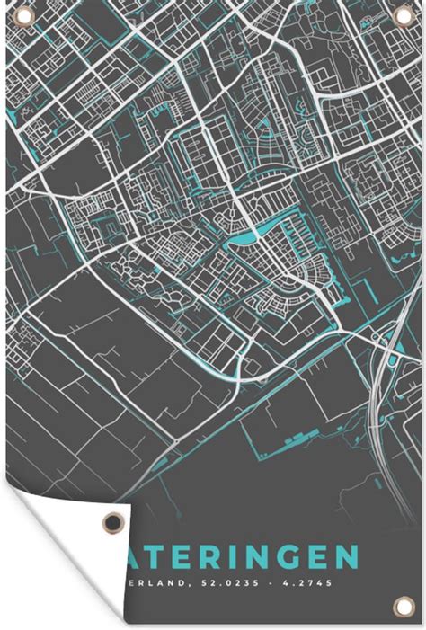 Tuinposters Buiten Stadskaart Plattegrond Wateringen Kaart