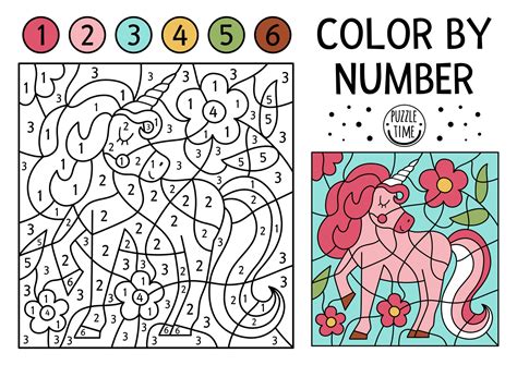 Color By Number Unicorn Coloring Pages