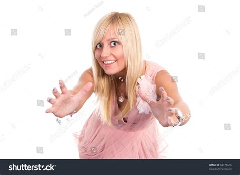 Cute Blonde Posing On White Background Stock Photo Shutterstock