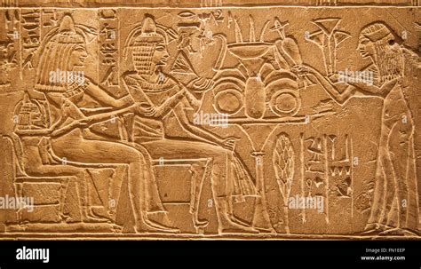 Egyptian Hieroglyphs On The Wall Stock Photo Alamy