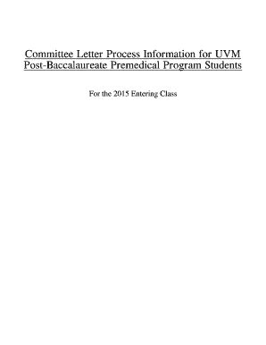 Fillable Online Learn Uvm Postbaccalaureate Premedical Program Students