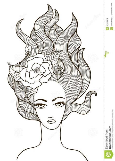 Belle Fille De Vecteur Avec La Fleur Dans Les Cheveux Illustration De