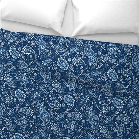 Classic Blue Duvet Cover Blue Paisley By Beatitudesdesign Etsy