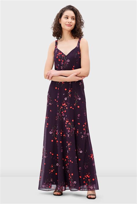 Shop Floral Print Georgette Maxi Dress Eshakti