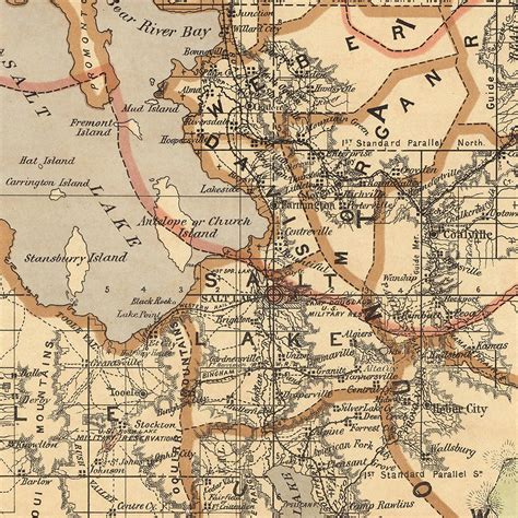 Utah Territory Map from 1876 - Muir Way